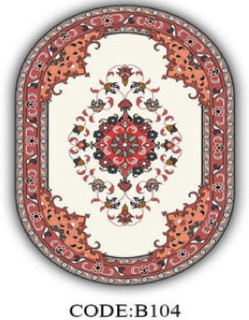 خرید ارزان فرشینه بیضی فرشینه آفتاب کدB104مخمل شانل ترک استپدار