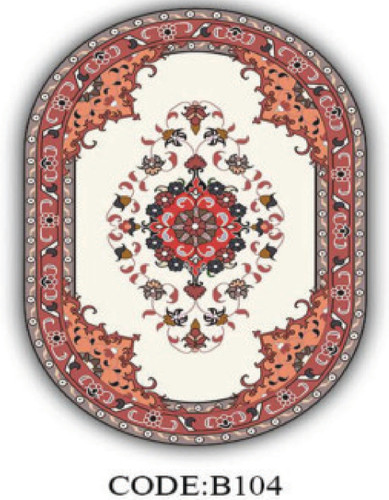 خرید ارزان فرشینه بیضی فرشینه آفتاب کدB104مخمل شانل ترک استپدار