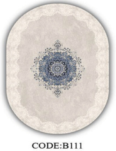 خرید ارزان فرشینه بیضی فرشینه آفتاب کدB111مخمل شانل ترک استپدار