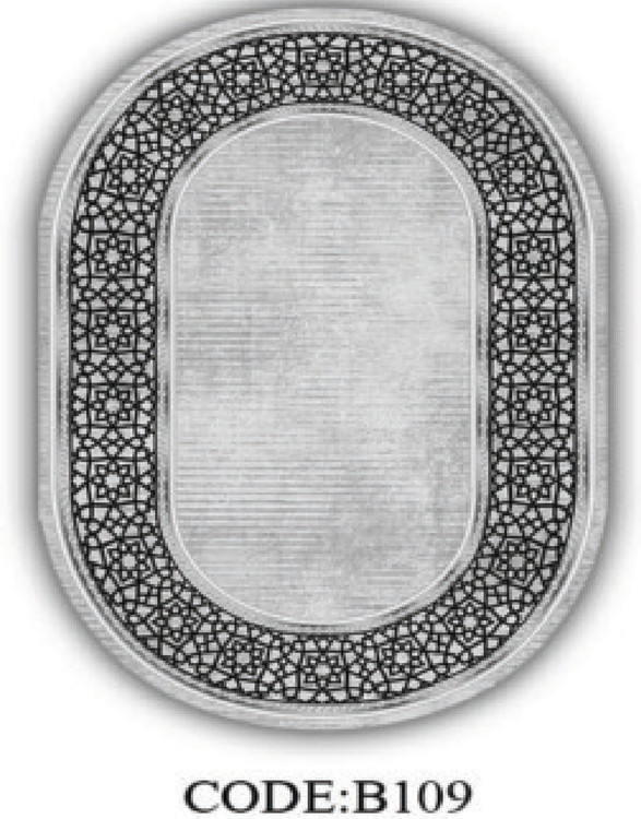 خرید ارزان فرشینه بیضی فرشینه آفتاب کدB109مخمل شانل ترک استپدار