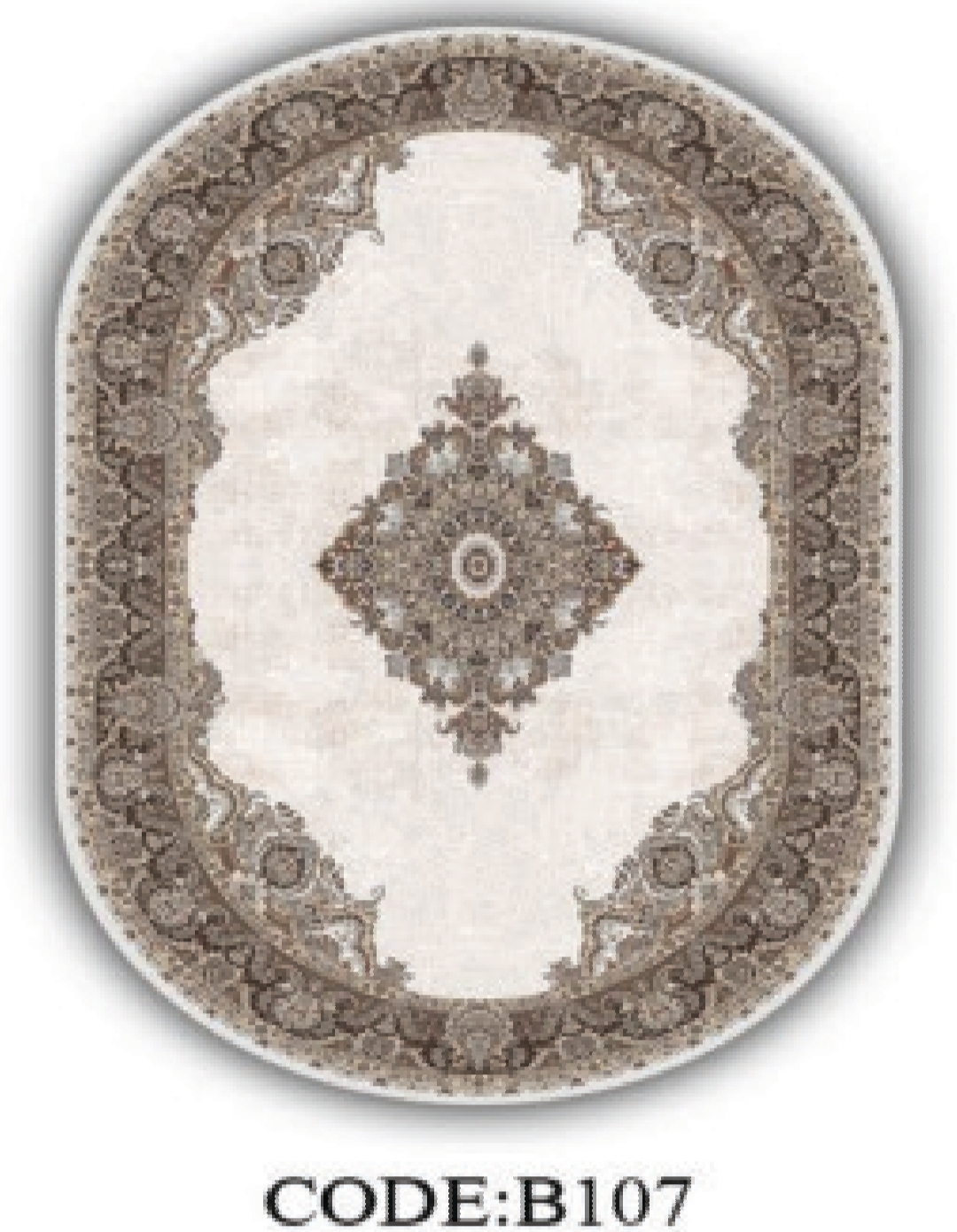 خرید ارزان فرشینه بیضی فرشینه آفتاب کدB107مخمل شانل ترک استپدار