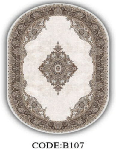 خرید ارزان فرشینه بیضی فرشینه آفتاب کدB107مخمل شانل ترک استپدار