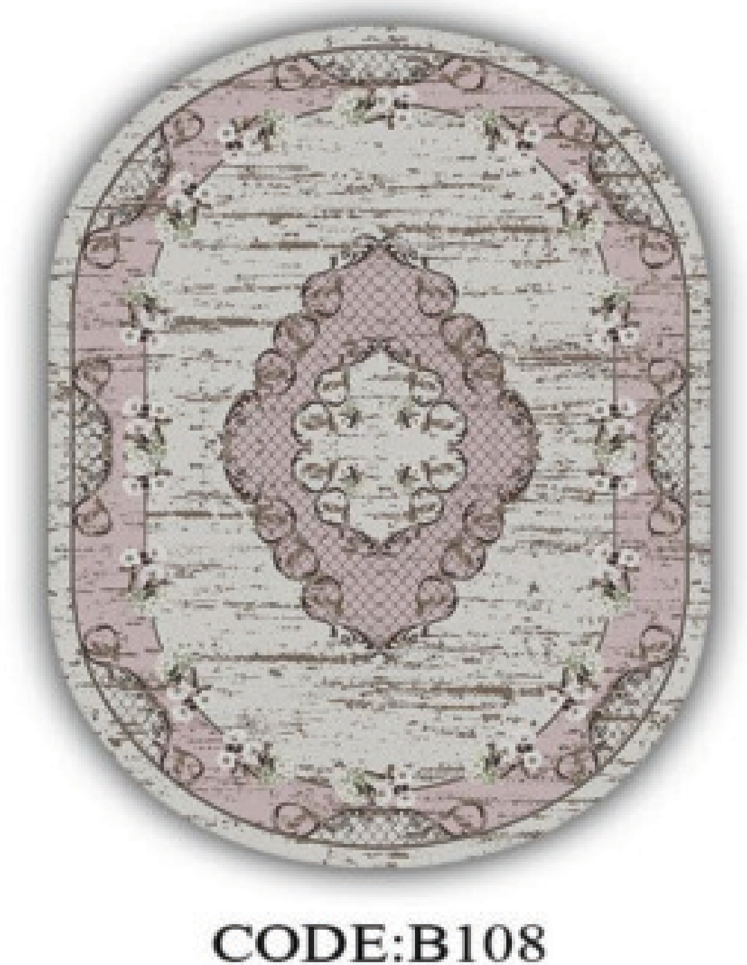 خرید ارزان فرشینه بیضی فرشینه آفتاب کدB108مخمل شانل ترک استپدار