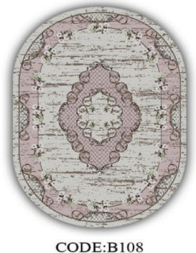 خرید ارزان فرشینه بیضی فرشینه آفتاب کدB108مخمل شانل ترک استپدار