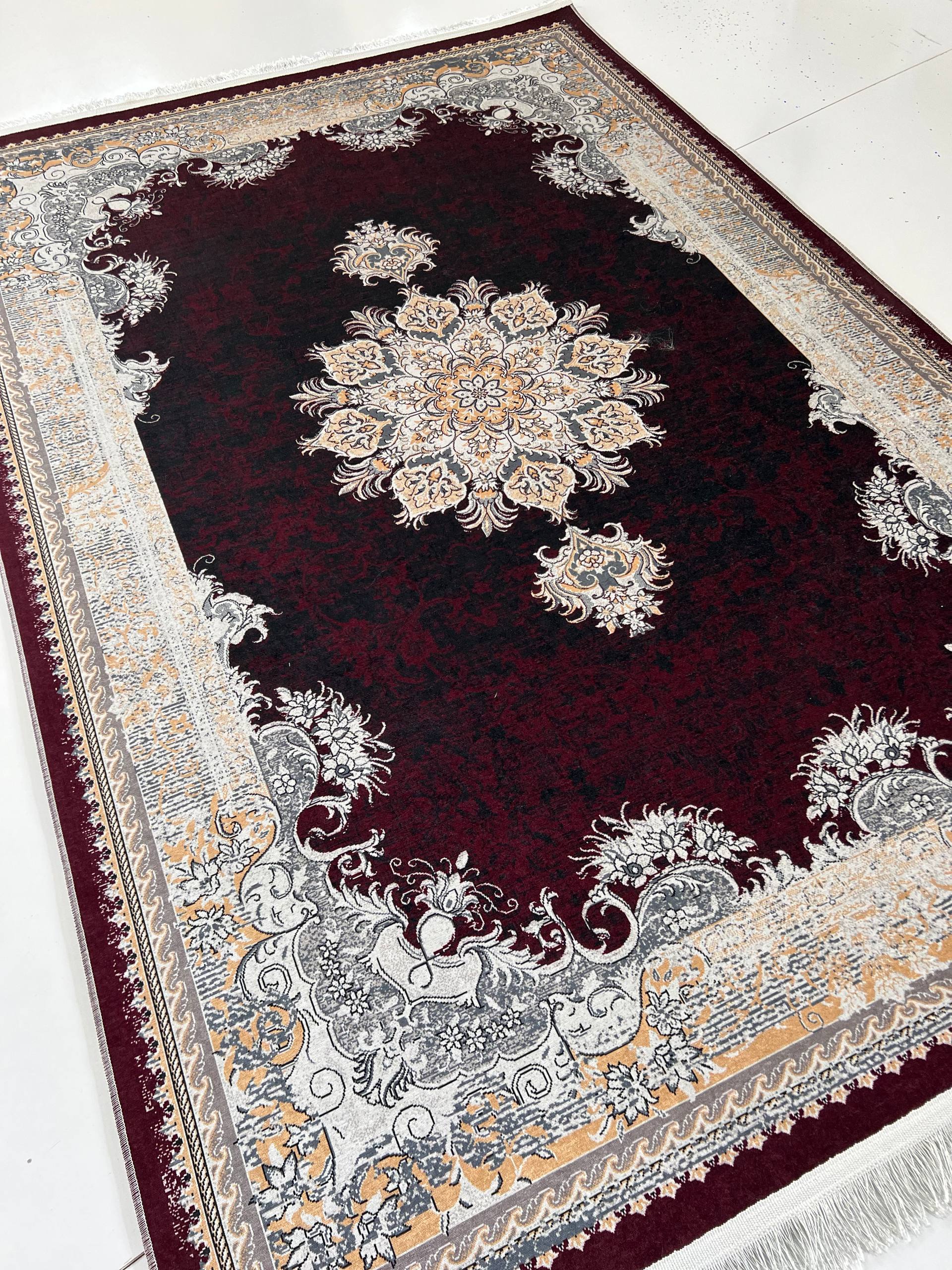 قیمت عالی فرشینه لاکی فرشینه آفتاب کد L126مخمل شانل ترک استپدار