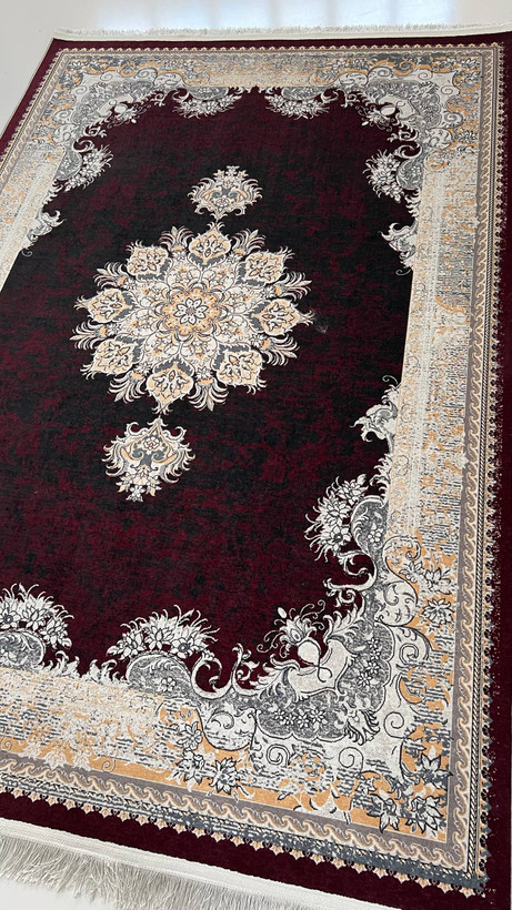 خرید مطمئن فرشینه لاکی فرشینه آفتاب کد L126مخمل شانل ترک استپدار