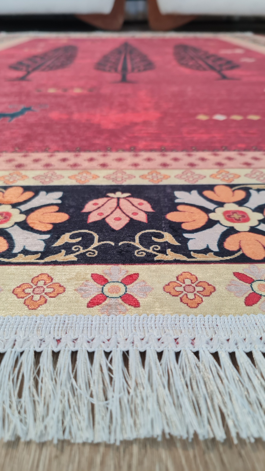 خرید آسان فرشینه لاکی فرشینه آفتاب کد L356مخمل شانل ترک استپدار