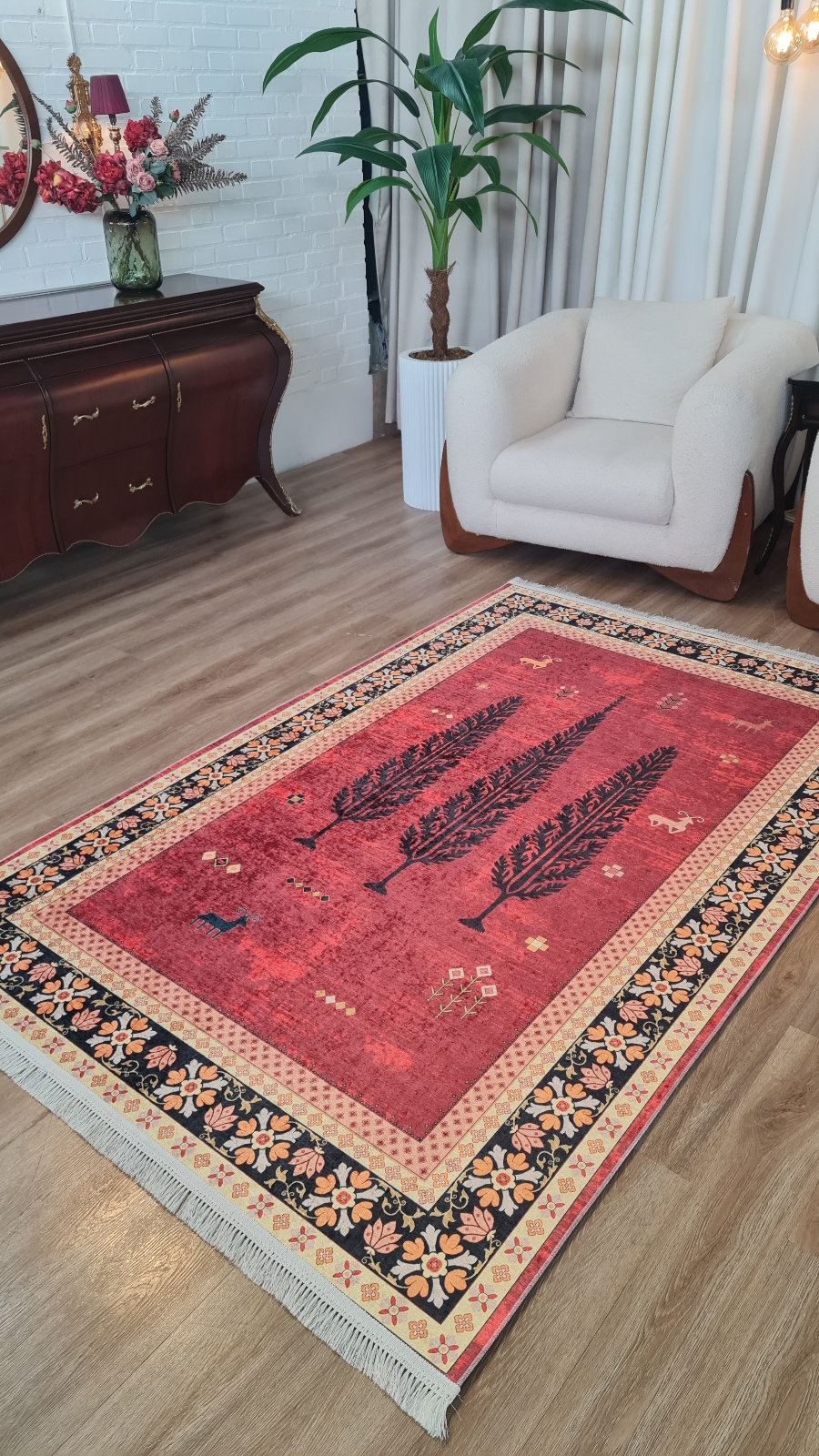 خرید امن فرشینه لاکی فرشینه آفتاب کد L356مخمل شانل ترک استپدار