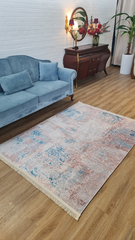 خرید آسان فرشینه فانتزی وینتیج فرشینه آفتاب کد M200مخمل شانل ترک استپدار