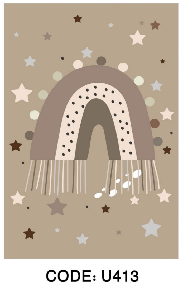 خرید ارزان فرشینه اتاق کودک فرشینه آفتاب کدU413مخمل شانل ترک استپدار