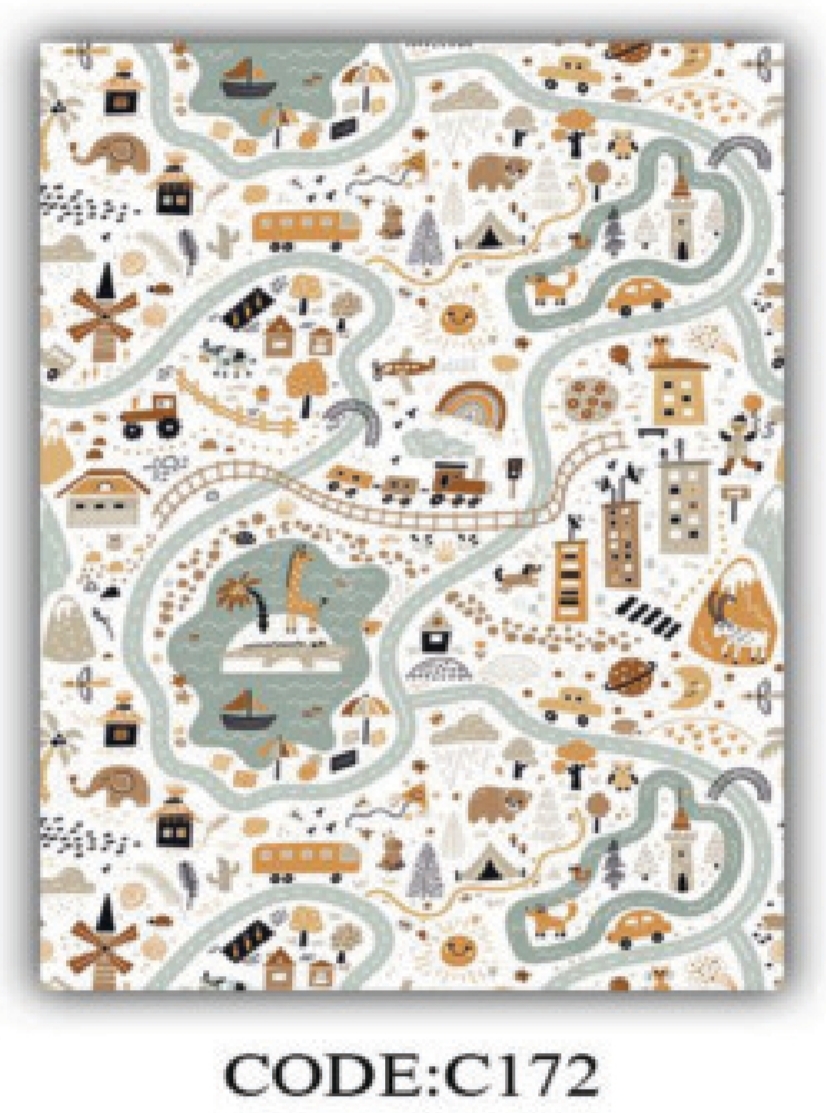 خرید ارزان فرشینه اتاق کودک فرشینه آفتاب کدC172مخمل شانل ترک استپدار