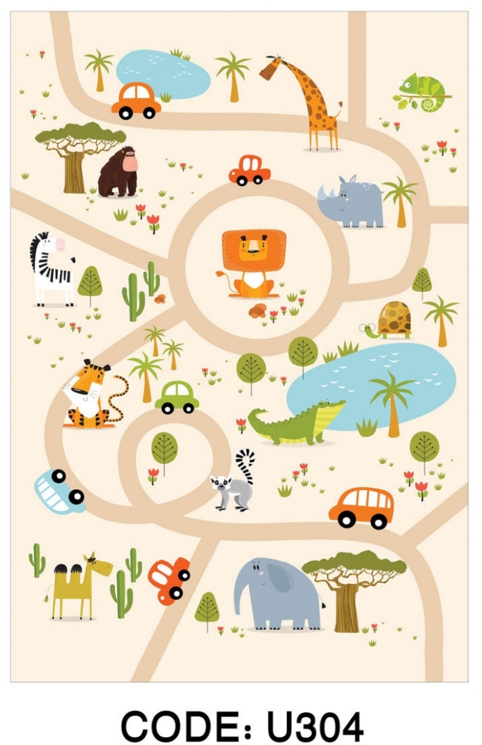 خرید ارزان فرشینه اتاق کودک فرشینه آفتاب کدU304مخمل شانل ترک استپدار