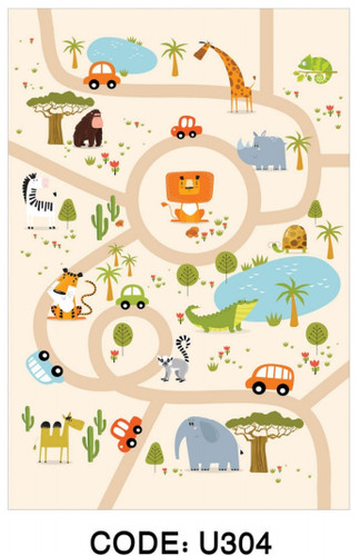 خرید ارزان فرشینه اتاق کودک فرشینه آفتاب کدU304مخمل شانل ترک استپدار