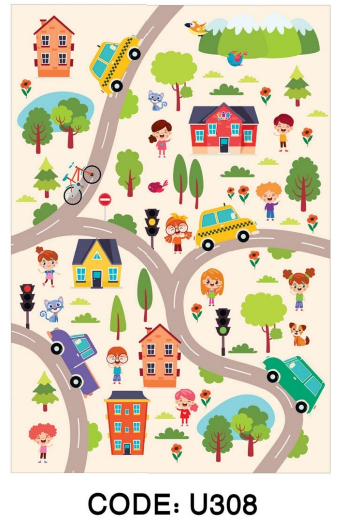 خرید ارزان فرشینه اتاق کودک فرشینه آفتاب کدU308مخمل شانل ترک استپدار