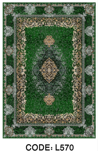 خرید ارزان فرشینه ترنجدار سبز فرشینه آفتاب کد L570مخمل شانل ترک استپدار