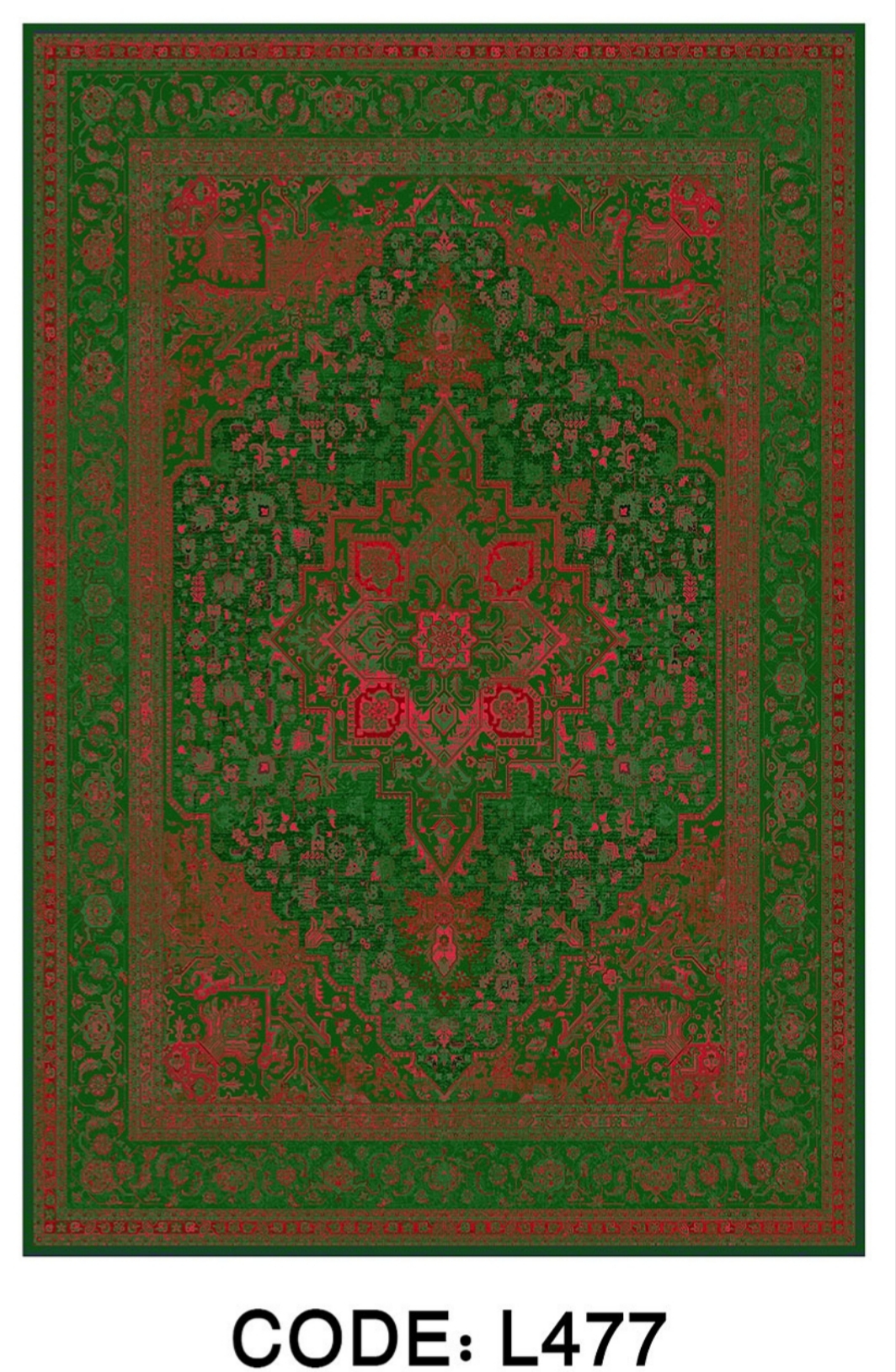 خرید ارزان فرشینه لچک ترنجدار سبز فرشینه آفتاب کد L477مخمل شانل ترک استپدار