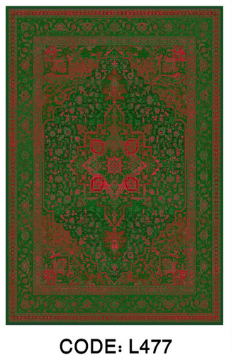 خرید ارزان فرشینه لچک ترنجدار سبز فرشینه آفتاب کد L477مخمل شانل ترک استپدار