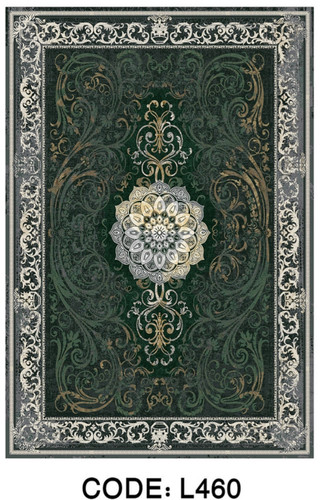 خرید ارزان فرشینه ترنجدار سبز فرشینه آفتاب کد L460مخمل شانل ترک استپدار