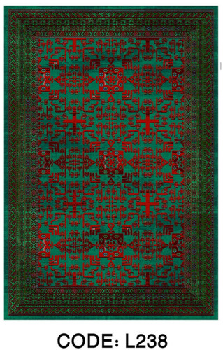 خرید ارزان فرشینه ترنجدار سبز فرشینه آفتاب کدL238مخمل شانل ترک استپدار