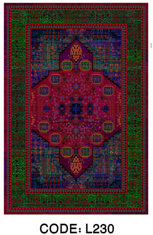 خرید ارزان فرشینه لچک ترنجدار سبز فرشینه آفتاب کدL230مخمل شانل ترک استپدار