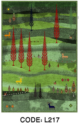 خرید ارزان فرشینه سبز فرشینه آفتاب کدL217مخمل شانل ترک استپدار