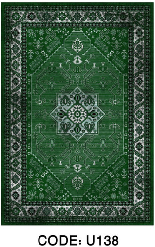 خرید ارزان فرشینه لچک ترنجدار سبز فرشینه آفتاب کدU138مخمل شانل ترک استپدار