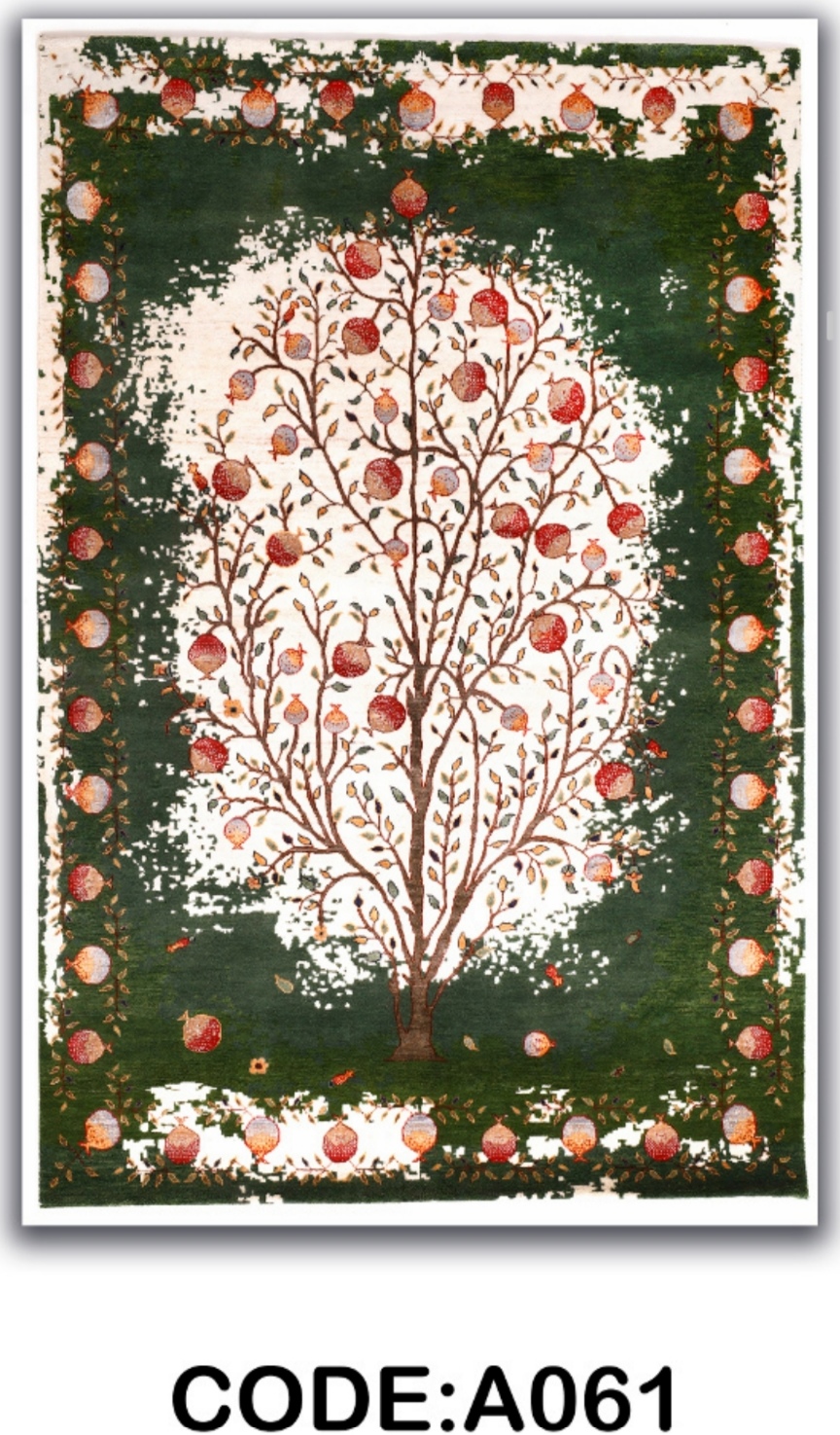 خرید ارزان فرشینه درخت سبز فرشینه آفتاب کدA061مخمل شانل ترک استپدار