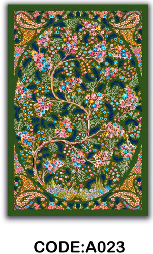 خرید ارزان فرشینه درخت سبز فرشینه آفتاب کدA023مخمل شانل ترک استپدار