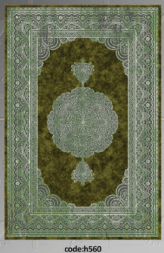 خرید ارزان فرشینه لچک ترنجدار سبز فرشینه آفتاب کدH560مخمل شانل ترک استپدار