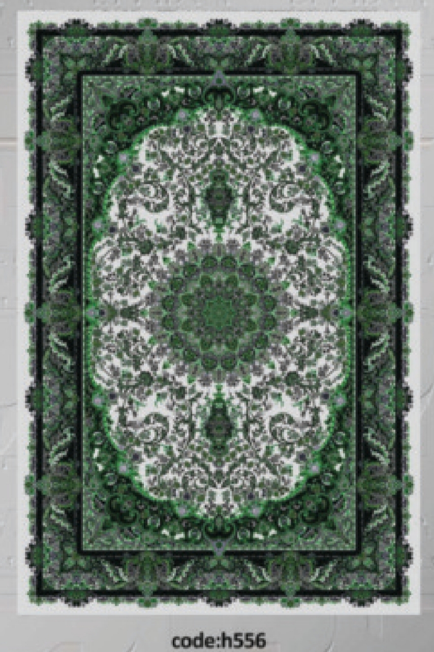 خرید ارزان فرشینه لچک ترنجدار سبز فرشینه آفتاب کدH556مخمل شانل ترک استپدار