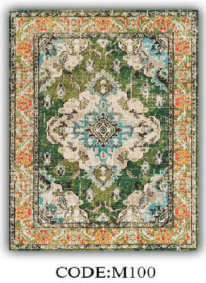 خرید ارزان فرشینه لچک ترنجدار سبز فرشینه آفتاب کدM100مخمل شانل ترک استپدار