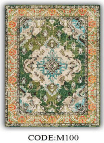 خرید ارزان فرشینه لچک ترنجدار سبز فرشینه آفتاب کدM100مخمل شانل ترک استپدار