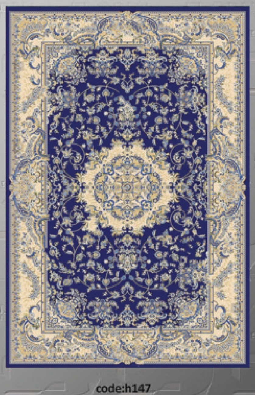 خرید ارزان فرشینه آبی سنتی فرشینه آفتاب کدH147مخمل شانل ترک استپدار