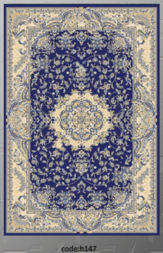 خرید ارزان فرشینه آبی سنتی فرشینه آفتاب کدH147مخمل شانل ترک استپدار