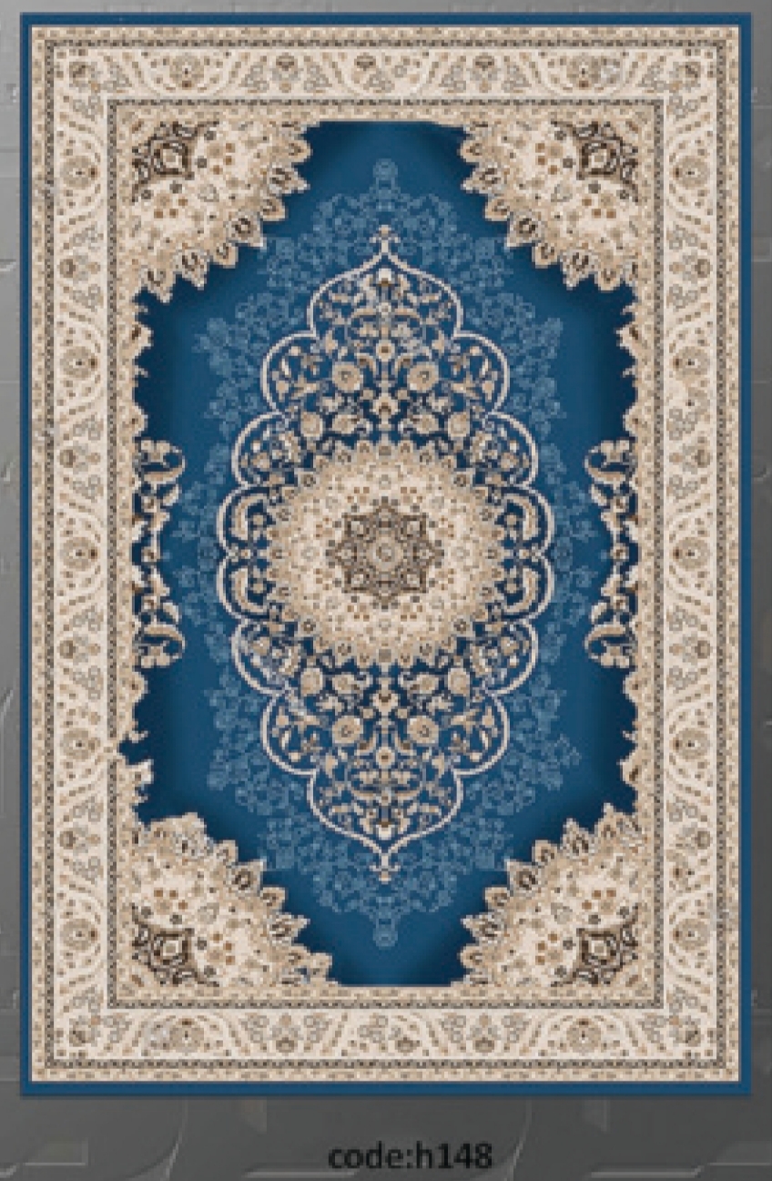 خرید ارزان فرشینه آبی سنتی فرشینه آفتاب کدH148مخمل شانل ترک استپدار