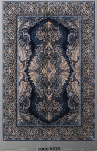 خرید ارزان فرشینه آبی سنتی فرشینه آفتاب کدH315مخمل شانل ترک استپدار