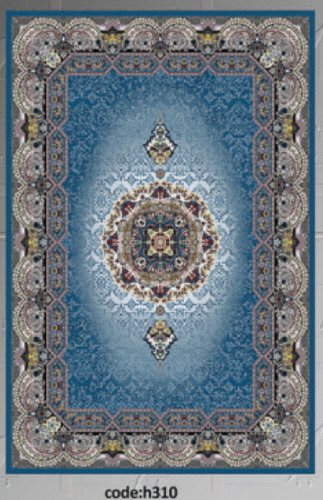 خرید ارزان فرشینه آبی سنتی فرشینه آفتاب کدH310مخمل شانل ترک استپدار