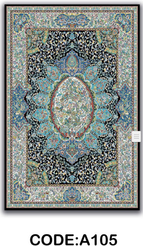 خرید ارزان فرشینه آبی سنتی فرشینه آفتاب کدA105مخمل شانل ترک استپدار