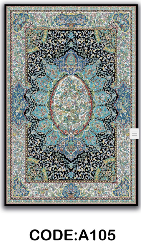 خرید ارزان فرشینه آبی سنتی فرشینه آفتاب کدA105مخمل شانل ترک استپدار