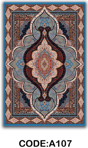 خرید ارزان فرشینه آبی سنتی فرشینه آفتاب کدA107مخمل شانل ترک استپدار