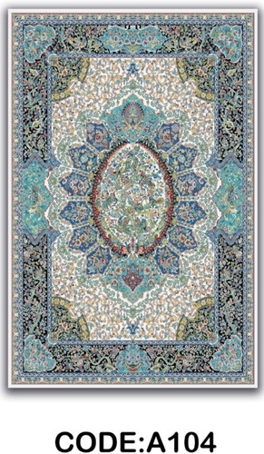 خرید ارزان فرشینه آبی سنتی فرشینه آفتاب کدA104مخمل شانل ترک استپدار