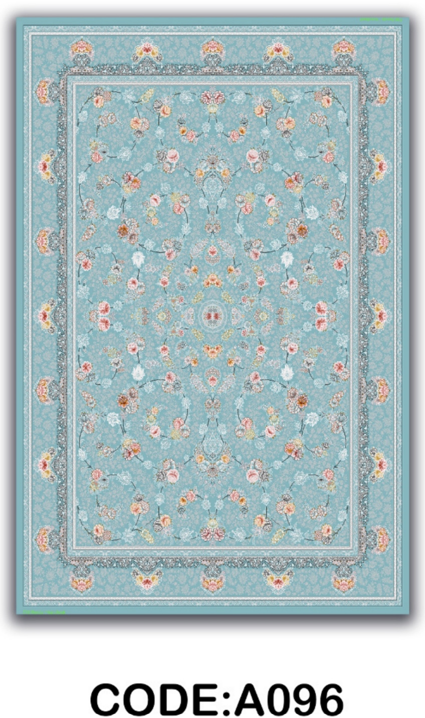 خرید ارزان فرشینه آبی افشان فرشینه آفتاب کدA096مخمل شانل ترک استپدار