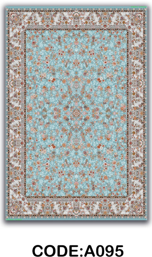 خرید ارزان فرشینه آبی افشان فرشینه آفتاب کدA095مخمل شانل ترک استپدار
