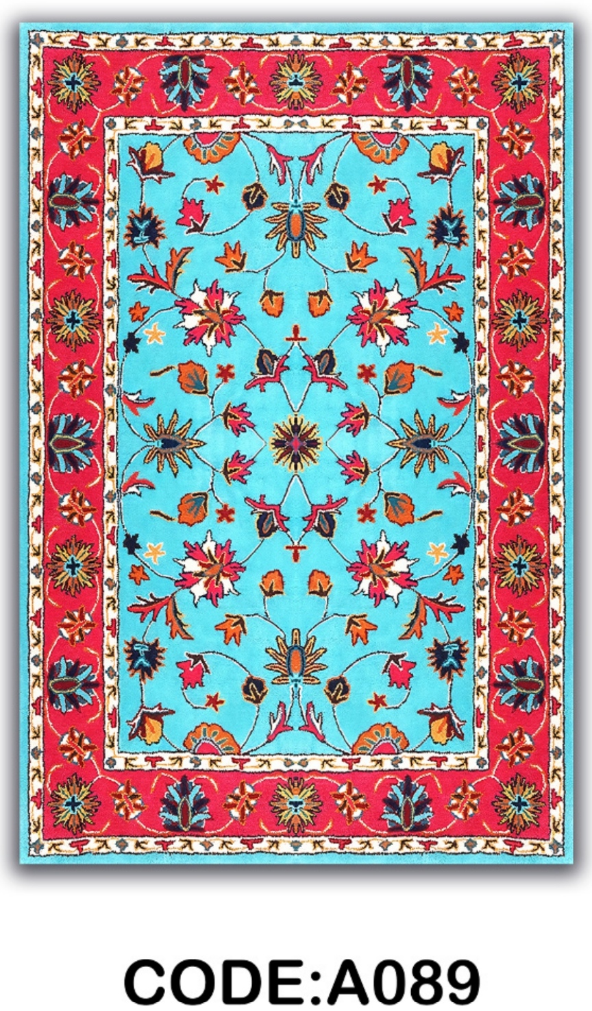 خرید ارزان فرشینه آبی افشان فرشینه آفتاب کدA089مخمل شانل ترک استپدار