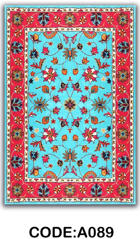 خرید ارزان فرشینه آبی افشان فرشینه آفتاب کدA089مخمل شانل ترک استپدار
