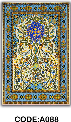 خرید ارزان فرشینه آبی گلدان فرشینه آفتاب کدA088مخمل شانل ترک استپدار