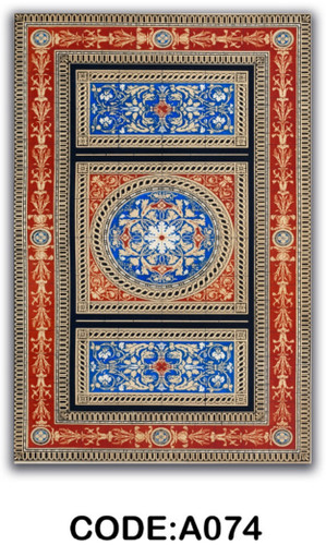 خرید ارزان فرشینه آبی سنتی فرشینه آفتاب کدA074مخمل شانل ترک استپدار