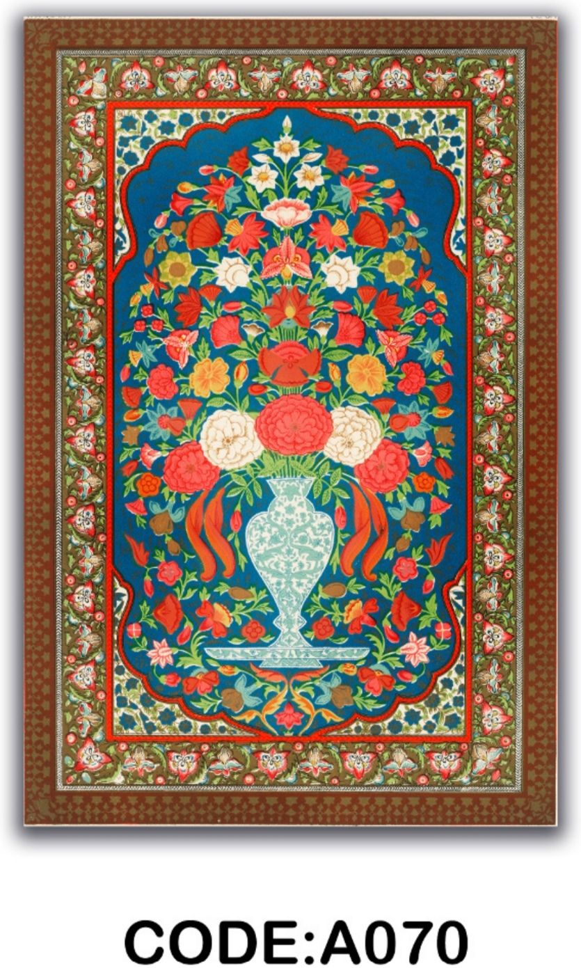 خرید ارزان فرشینه آبی گلدان فرشینه آفتاب کدA070مخمل شانل ترک استپدار