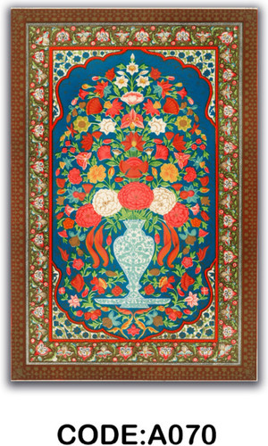 خرید ارزان فرشینه آبی گلدان فرشینه آفتاب کدA070مخمل شانل ترک استپدار