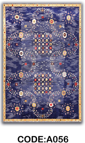 خرید ارزان فرشینه آبی فانتزی فرشینه آفتاب کدA056مخمل شانل ترک استپدار